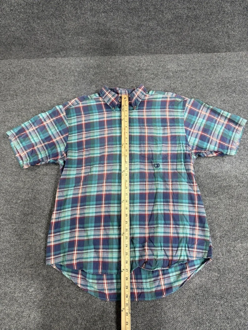 Vintage Duck Head Mens L Plaid Short Sleeve Button Down Shirt Cotton Preppy 90s